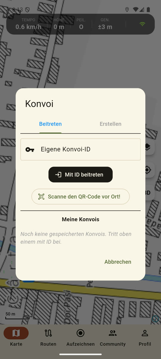 Der Reiter Erstellen mit eingetragenem Namen, darunter der Hinweis zur kostenlosen Obergrenze und der Premium-Button.